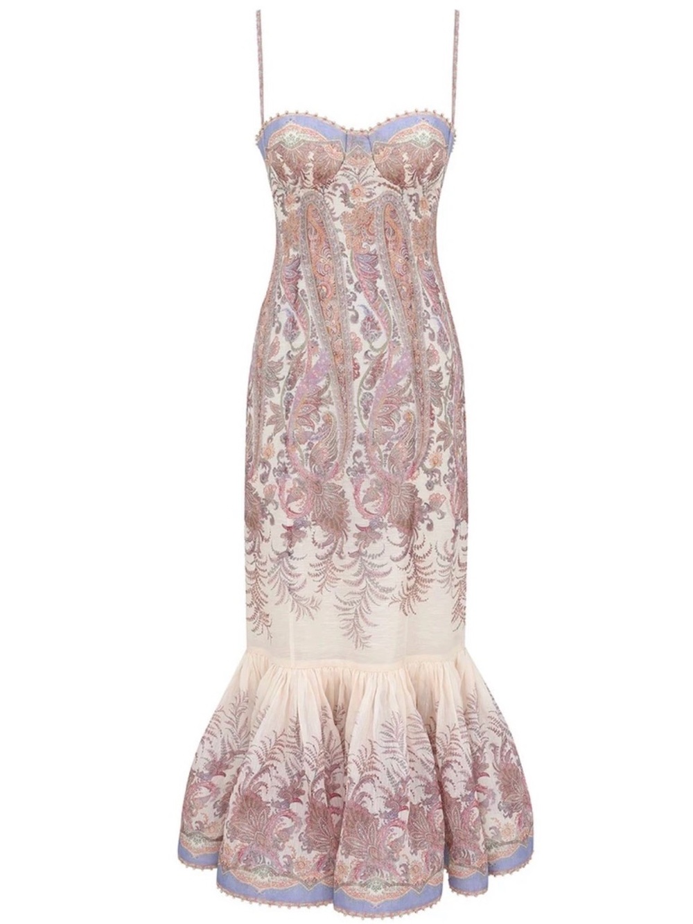 Zimmermann Blush and Lavender Paisley-Embroidered Mermaid Midi Dress - Picture 2 of 3